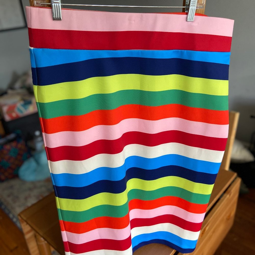 Eloquii Neoprene Stripe Pencil Skirt